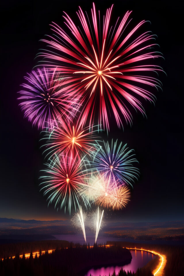 a fireworks display with multiple colors and fireworkss in the sky